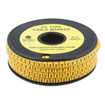 RS PRO Slide On Cable Marker, Pre-printed "X" ,Black on Yellow ,3.6 → 7.4mm Dia. Range