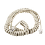 RS PRO Cream Telephone Extension Cable Male RJ9(4/4) to Male RJ9(4/4)