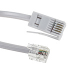RS PRO White 3m Telephone Extension Cable Male RJ11 to Male BT431A