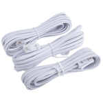 RS PRO White 3m Telephone Extension Cable Male RJ11 to Male BT431A
