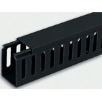 RS PRO Black Slotted Panel Trunking - Open Slot, W25 mm x D60mm, L2m, PVC