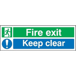 RS PRO Plastic Fire Safety Sign, Fire Exit Left Sign With English Text, 450 x 150mm