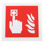 RS PRO Vinyl Fire Safety Sign, Fire Alarm Call Point Sign With Pictogram Only Self-Adhesive, 100 x 100mm