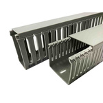 RS PRO Grey Slotted Panel Trunking - Open Slot, W25 mm x D25mm, L1m, PVC