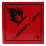 RS PRO Vinyl Safety Labels, Flammable Liquid-Text 100 mm x 100mm