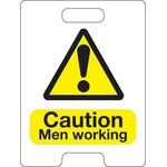 RS PRO Black/Yellow Plastic Safety Labels, Caution Men Working-Text 600 mm x 450mm