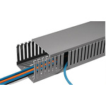 HellermannTyton HTWD-PD Grey Slotted Panel Trunking - Open Slot, W20 mm x D20mm, L2m, PVC