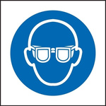 RS PRO Vinyl Mandatory Eye Protection Sign With Pictogram Only Text