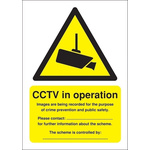 RS PRO Polypropylene Security Label, CCTV Sign, English, 210 mm x 148mm