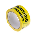 RS PRO Black/Yellow Vinyl Safety Labels, Warning Asbestos-Text 33 m x 50mm