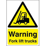 RS PRO Black/Yellow Vinyl Safety Labels, Warning Fork Lift Trucks-Text 400 mm x 300mm
