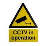 RS PRO White PP CCTV Sign, CCTV in Operation, English, CCTV, 300 mm x 400mm