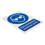 RS PRO PP Rigid Plastic Mandatory Eye Protection Sign With English Text