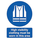 RS PRO PP Rigid Plastic Mandatory High Visibility Clothing Sign With English Text
