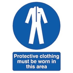 RS PRO PP Rigid Plastic Mandatory Protective Clothing Sign With English Text