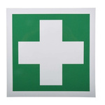 RS PRO Vinyl Green/White First Aid Label, 150 x 150mm