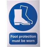 RS PRO Vinyl Mandatory Foot Protection Sign With English Text