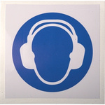 RS PRO Vinyl Mandatory Wear Ear Protection Sign With Pictogram Only Text