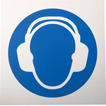 RS PRO Plastic Mandatory Wear Ear Protection Sign With Pictogram Only Text
