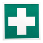 RS PRO Plastic Green/White First Aid Sign, 200 x 200mm