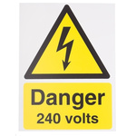 RS PRO Danger 240 Volts Hazard Warning Sign (English)