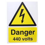 RS PRO Danger 440 Volts Hazard Warning Sign (English, French)