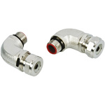 Adaptaflex 90° Adapter, Conduit Fitting, 12mm Nominal Size, M16, Brass, Silver