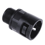 Adaptaflex Straight, Conduit Fitting, 28mm Nominal Size, M25, Nylon 66, Black