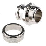 Adaptaflex Straight, Conduit Fitting, 25mm Nominal Size, M25, Brass, Silver