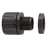 Flexicon External Thread Fitting, Conduit Fitting, 11mm Nominal Size, M12, Nylon 66, Black