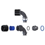 Flexicon 90° Elbow, Conduit Fitting, 16mm Nominal Size, M20, Nylon 66, Black, Grey