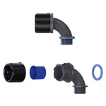 Flexicon 90° Elbow, Conduit Fitting, 42mm Nominal Size, M40, Nylon 66, Black, Grey