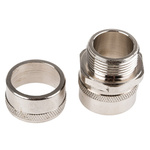 Adaptaflex Straight, Conduit Fitting, 25mm Nominal Size, M25, Brass, Silver