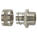 HellermannTyton Fixed External Thread Fitting, Conduit Fitting, 20mm Nominal Size, M20, Brass, Silver