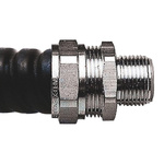 Adaptaflex Straight, Conduit Fitting, 28mm Nominal Size, M32, Brass, Silicone, Metallic