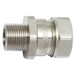 Flexicon Fixed External Thread Fitting, Conduit Fitting, 16mm Nominal Size, M20, Brass, Silver