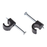 RS PRO Black PE Round Cable Clip, 6mm Max. Bundle