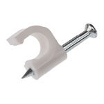 RS PRO White PE Round Clip, 7mm Max. Bundle