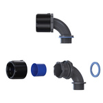 Flexicon 90° Elbow, Conduit Fitting, 21mm Nominal Size, M20, Nylon 66, Black, Grey