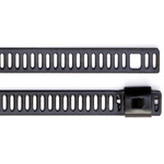 RS PRO Cable Tie, Ladder, 225mm x 7 mm, Black Polyester Coated Stainless Steel, Pk-100