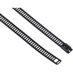 RS PRO Cable Tie, Ladder, 610mm x 7 mm, Black Polyester Coated Stainless Steel, Pk-100