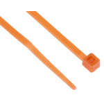 RS PRO Cable Tie, 100mm x 2.5 mm, Orange Nylon, Pk-100