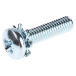 RS PRO M3 x 12mm Zinc Plated Steel Pan Head Sems Screw, External Tooth Washer