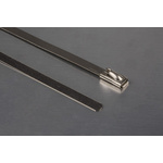 RS PRO Cable Tie, Ball Lock, 200mm x 4.6 mm, Metallic 316 Stainless Steel, Pk-100