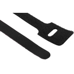 RS PRO Cable Tie, Hook and Loop, 225mm x 25 mm, Black Nylon