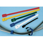 RS PRO Cable Tie, Hook and Loop, 225mm x 25 mm, White Nylon