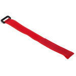 RS PRO Cable Tie, Hook and Loop, 310mm x 20 mm, Red Nylon, Pk-10