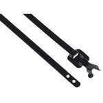 RS PRO Cable Tie, Releasable, 230mm x 5 mm, Black Polyester Coated Stainless Steel, Pk-100