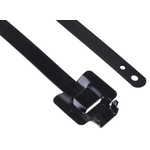 RS PRO Cable Tie, Releasable, 330mm x 10 mm, Black 316 Stainless Steel, Pk-100