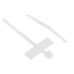 RS PRO Cable Tie, 100mm x 2.5 mm, White Nylon, Pk-250